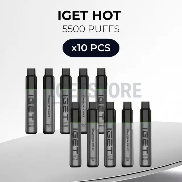 Set of 10 IGET Vapes disposable e-cigarettes for vaping enthusiasts.