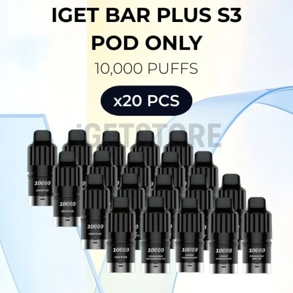20 PCS – IGET Bar Plus S3 Pod Only 10000 Puffs