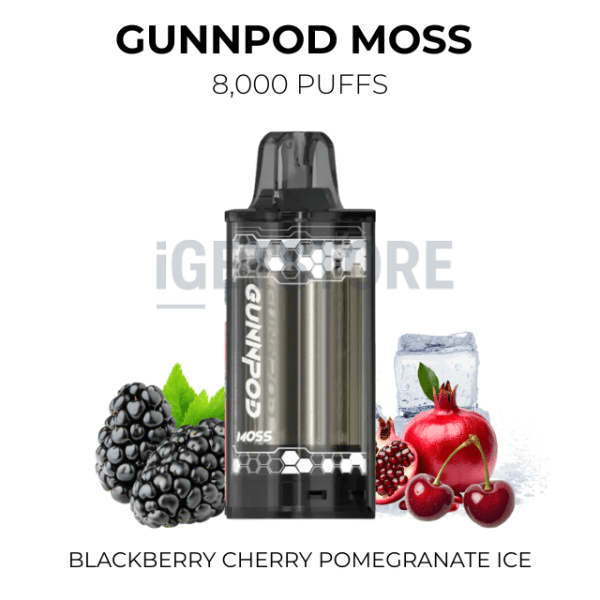 GunnPod Moss Blackberry Cherry Pomegranate Ice 8000 Puffs