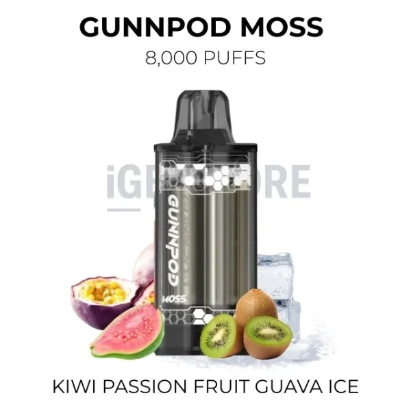 GunnPod Moss Kiwi Passion Fruit Guava Ice 8000 Puffs