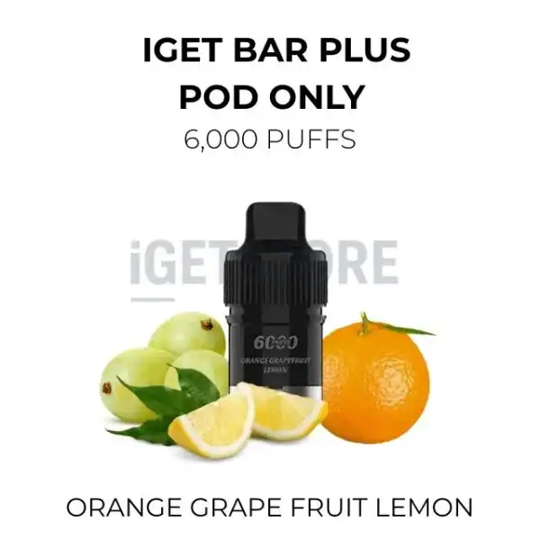IGET Bar Plus Pods Orange Grape Fruit Lemon 6000 Puffs