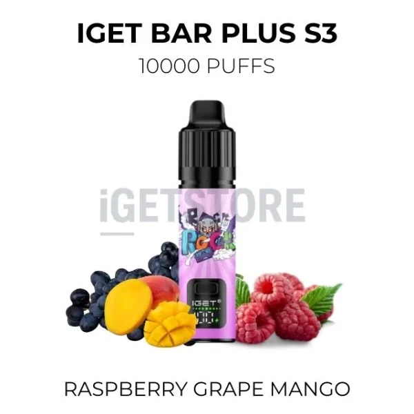 IGET Bar Plus S3 Raspberry Grape Mango 10000 Puffs