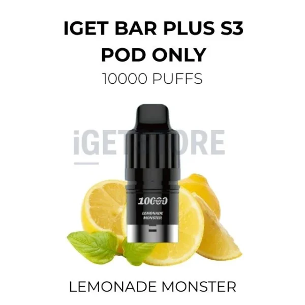 IGET Bar Plus S3 Pod Only Lemonade Monster 10000 Puffs