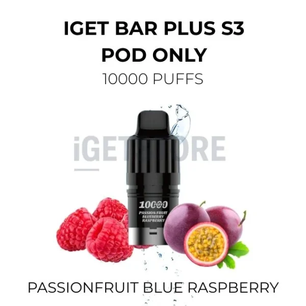 IGET Bar Plus S3 Pod Only Passionfruit Blue Raspberry 10000 Puffs