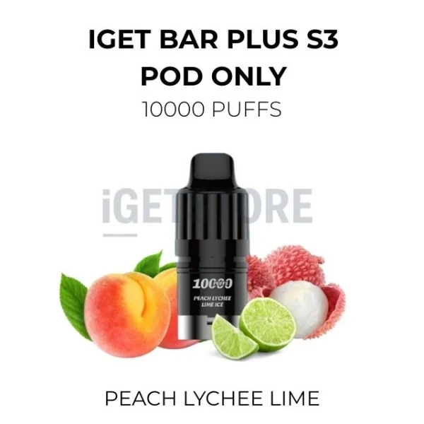 IGET Bar Plus S3 Pod Only Peach Lychee Lime 10000 Puffs