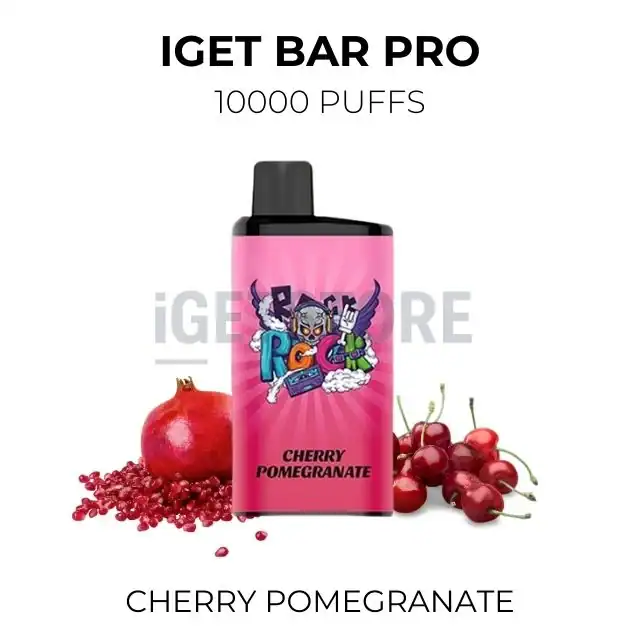 IGET Vapes Cherry Pomegranate disposable vape with fruity flavour.