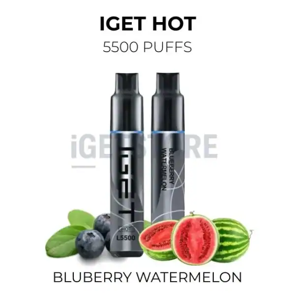 IGET Vapes with blueberry and watermelon flavour, 5500 puffs.