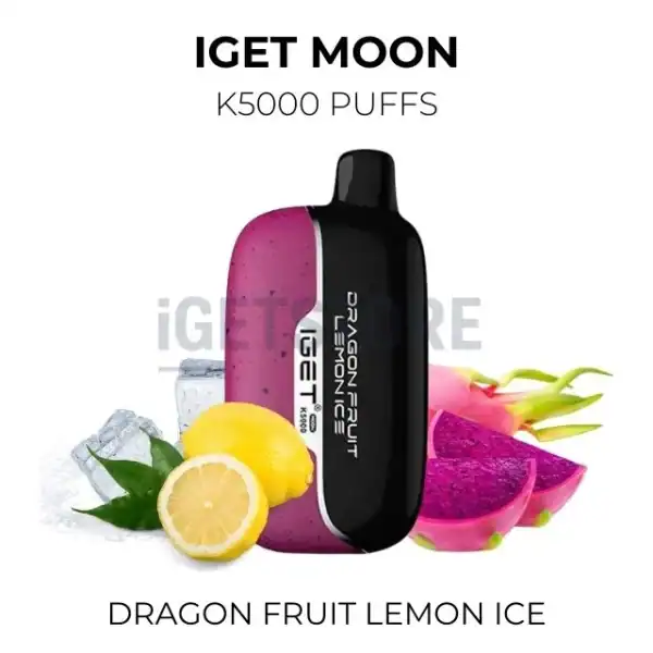 IGET MOON vape device with dragon fruit lemon ice flavour, compact and portable.