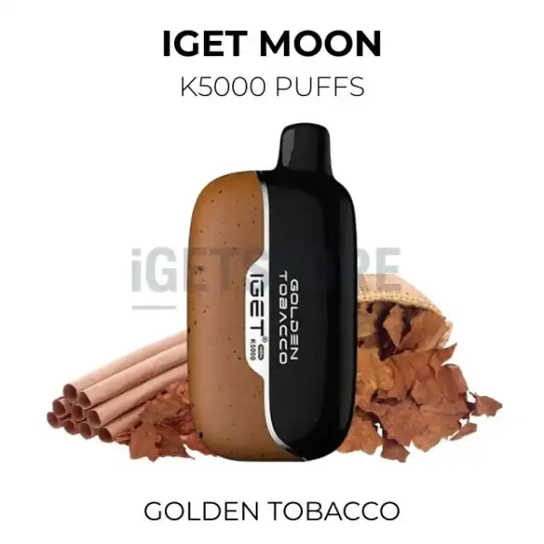 IGET Vapes Golden Tobacco disposable vape device with tobacco flavour.